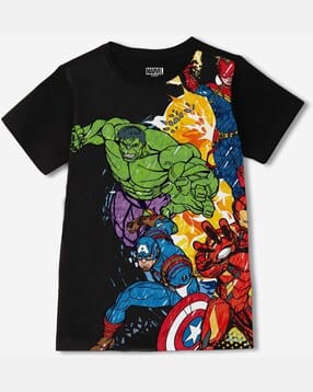 Boys Graphic Print Regular Fit Round-Neck T-Shirt-image-16