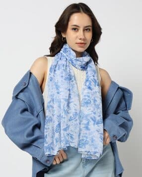 yousta Women Floral Print Scarf with Tassels-picture-31