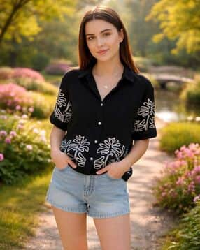 revangi Women Embroidery Relaxed Fit Shirt-picture-49