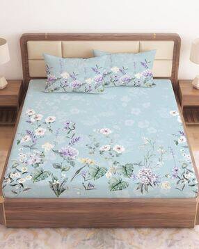 210 TC Floral Print King-Size Bedsheet with Pillow Covers
