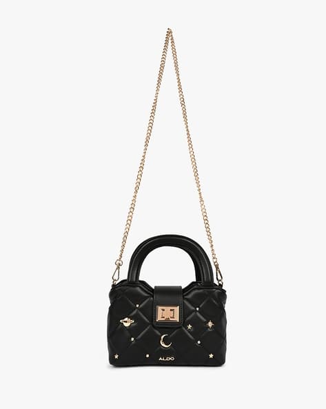 ALDO Women Quilted Satchel Bag with Detachable Strap 8" x 5"