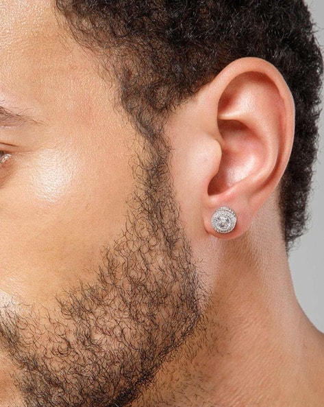 Salty Alpha Men Silver-Plated Hoops Earrings