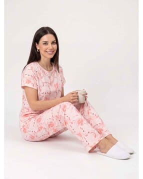 sweet dreams Women Graphic Print T-Shirt & Pyjamas Set-picture-33