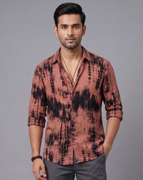 Samavart designs Men Tie & Dye Slim Fit Shirt