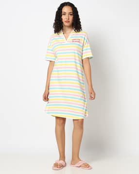 yousta Women Striped Relaxed Fit Cotton Nightdress-picture-36