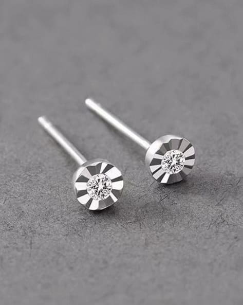 Salty Alpha Men Stone-Studded Sliver-Plated Stud Earrings