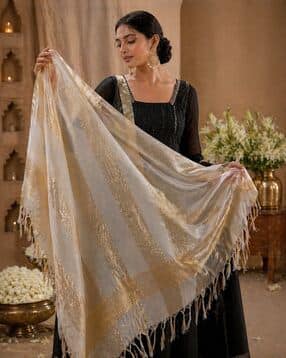 indie picks Banarasi Silk Dupatta with Zari Weaving-picture-48