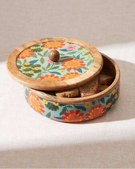 CHUMBAK Floral Print Marigold Storage Box