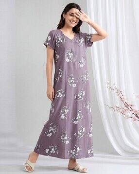 juliana dream Women Printed V-Neck Nighty-picture-23