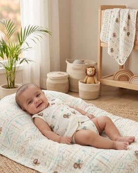 little angels Graphic Print Jhabla & Nappy Set -picture-37