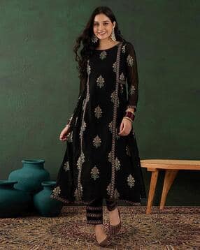 acai Women Embroidered A-Line Kurta Suit Set-picture-12