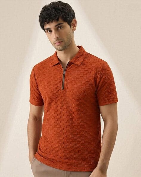 Fabflee X AG Men Patterned Regular Fit Polo T-Shirt