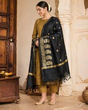 indie picks Banarasi Silk Dupatta with Zari Weaving-picture-37