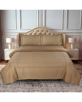 300 TC Super King-Sized Bedsheet with Pillow Covers & Duvet Cover-image-42