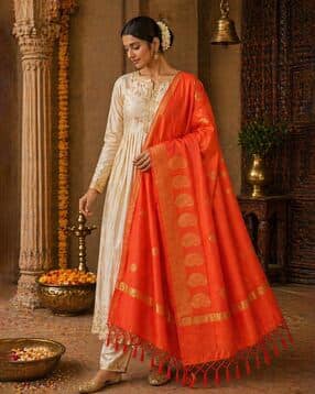 indie picks Banarasi Silk Dupatta with Zari Weaving-picture-53