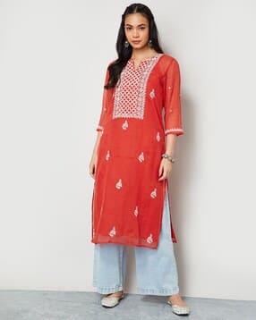melange by lifestyle Women Embroidery Kurta-picture-13