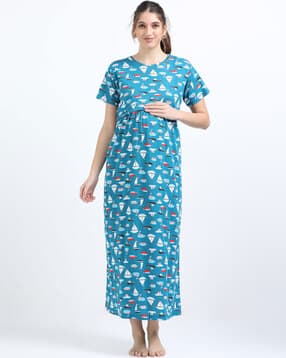 barbet Women Graphic Print Nightie with Insert Pockets-picture-35