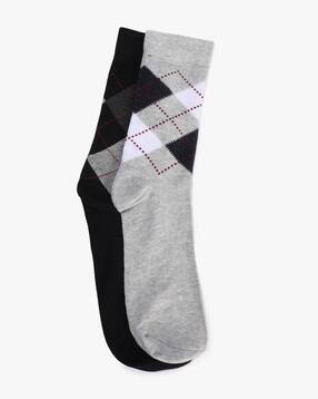yousta Men Pack of 2 Geometric Print Mid-Calf Length Socks-picture-21