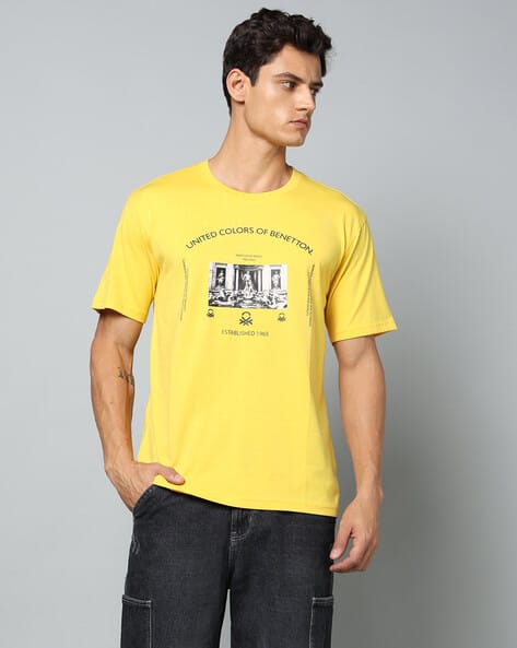 UNITED COLORS OF BENETTON Men Roman Statue Graphic Print Boxy Fit Crew-Neck T-Shirt
