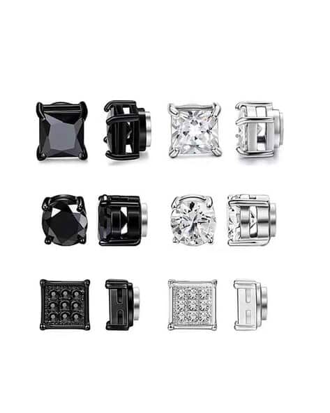 Salty Alpha Men Pack of 3 Sliver-Plated Stud Earring