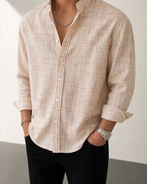 alpha tribe Men Printed Regular Fit Shirt with Mandarin Collar-picture-40