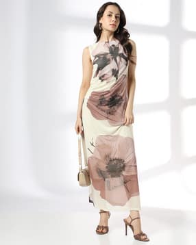 Women Printed Dress with Gathers at Waist-image-27