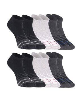 Men Pack of 6 Striped Ankle-Length Socks -image-32