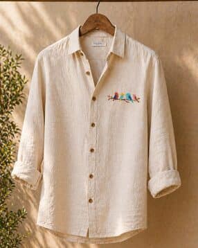 buda jeans co Men Embroidered Regular Fit Shirt with Cuffed Sleeves-picture-33