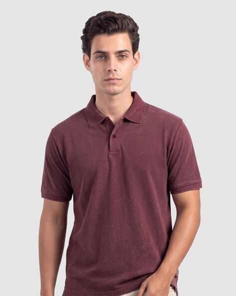 BEYOUNG Men Washed Regular Fit Polo T-Shirt