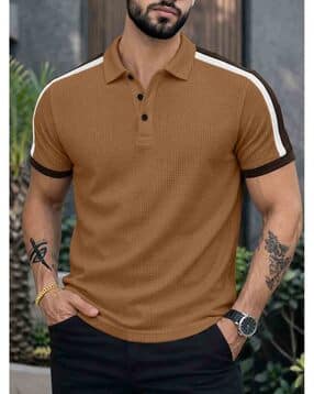 men regular fit polo t-shirt with contrast taping