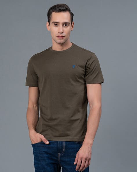 RED TAPE Crew-Neck T-Shirt with Logo Embroidery
