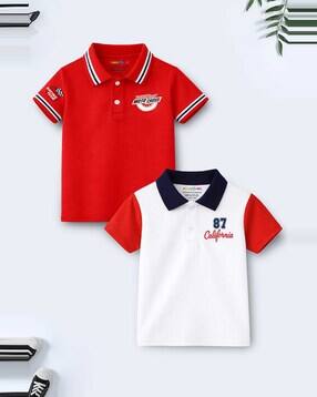 trampoline Boys Pack of 2 Graphic Print Polo T-Shirt-picture-50