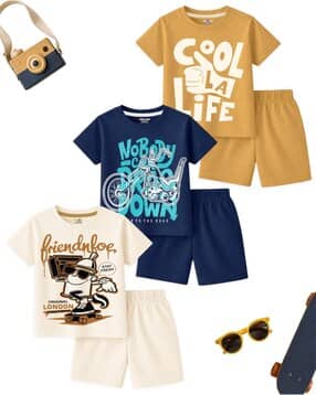 kuchipoo Boys Pack of 3 Printed T-Shirt & Shorts Sets-picture-18