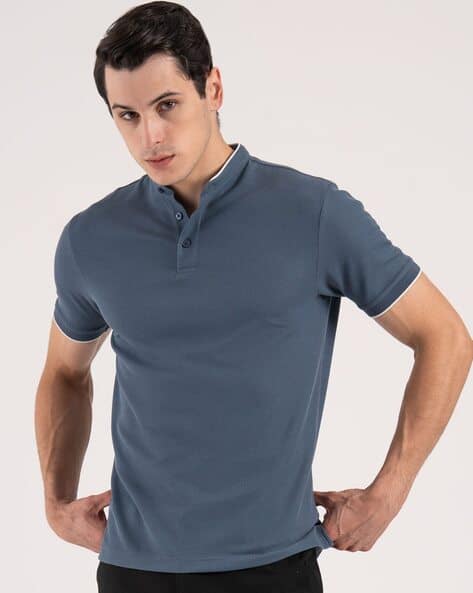 RED TAPE Men Regular Fit Henley-Neck T-Shirt