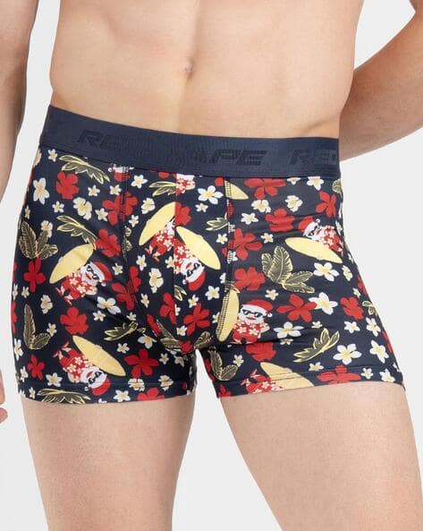 RED TAPE Men Floral Print Trunks with Elasticated Waist