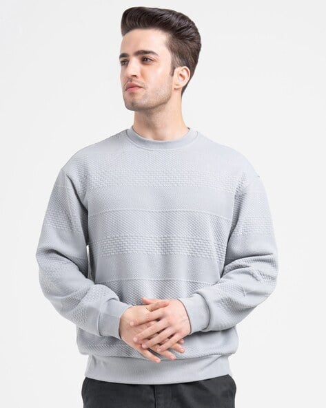 RED TAPE Men Self-Design Regular Fit Crew-Neck Sweatshirt