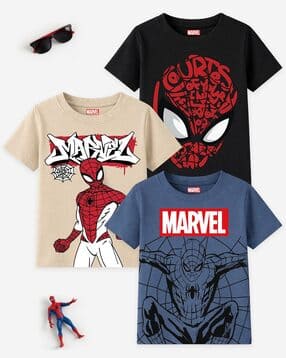 Boys Pack of 3 Printed Relaxed Fit Crew-Neck T-Shirts-image-21