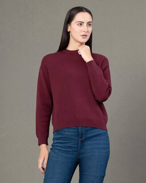 RED TAPE Women Pullover with Full Sleeves & Ribbed Hem