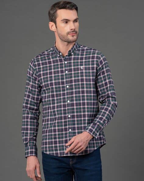 RED TAPE Men Checked Regular Fit Shirt with Button-Down Collar