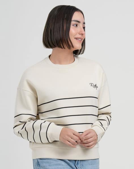 RED TAPE Women Striped Regular Fit Sweatshirt