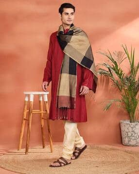 Men Silk Hand Woven Stole-image-35