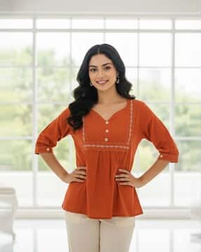 svaraa Women Embroidered V-Neck Tunic-picture-39