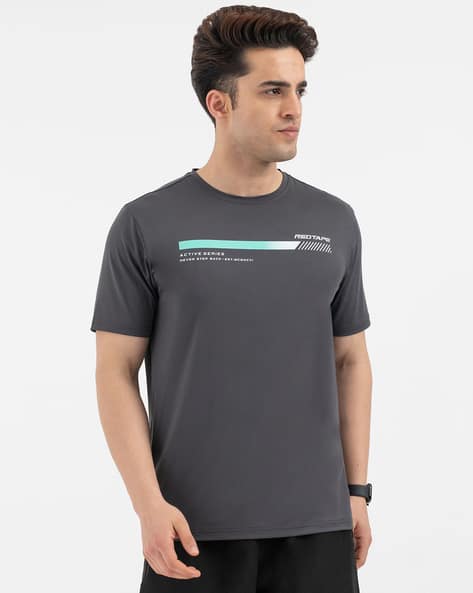 RED TAPE Men Typographic Print Regular Fit Crew-Neck T-Shirt