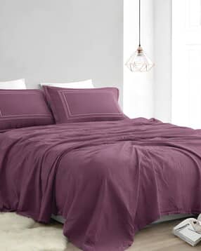 indras 340 TC Embroidered Super King-Size Bedsheet with Pillow Covers-picture-35