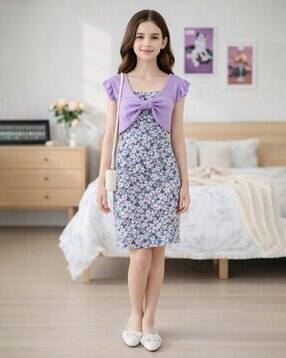 vogaan Girls Floral Print A-Line Dress-picture-13