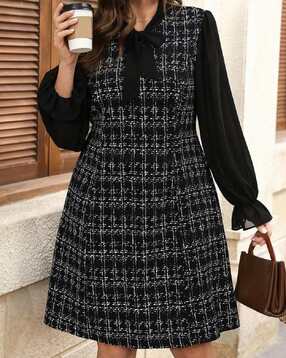 Women Checks A-Line Dress-image-26