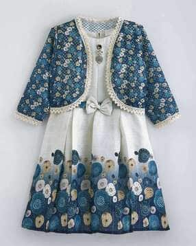 Girls Floral Print Fit & Flare Dress-image-39