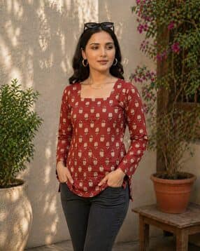nyrika Women Floral Print Relaxed Fit Square-Neck Tunic-picture-50