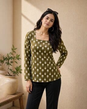nyrika Women Floral Print Relaxed Fit Square-Neck Tunic-picture-38