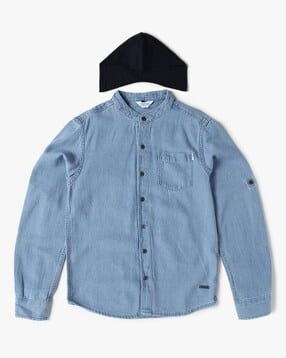 point cove Boys Washed Regular Fit Hooded Shirt-picture-22